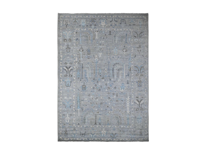 6'3" x 8'10" New Hand Knotted Grey Wool Rectangle Oriental Rug - MOA10289122