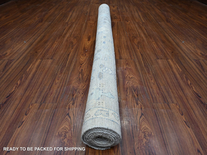 6'3" x 8'10" New Hand Knotted Grey Wool Rectangle Oriental Rug - MOA10289122