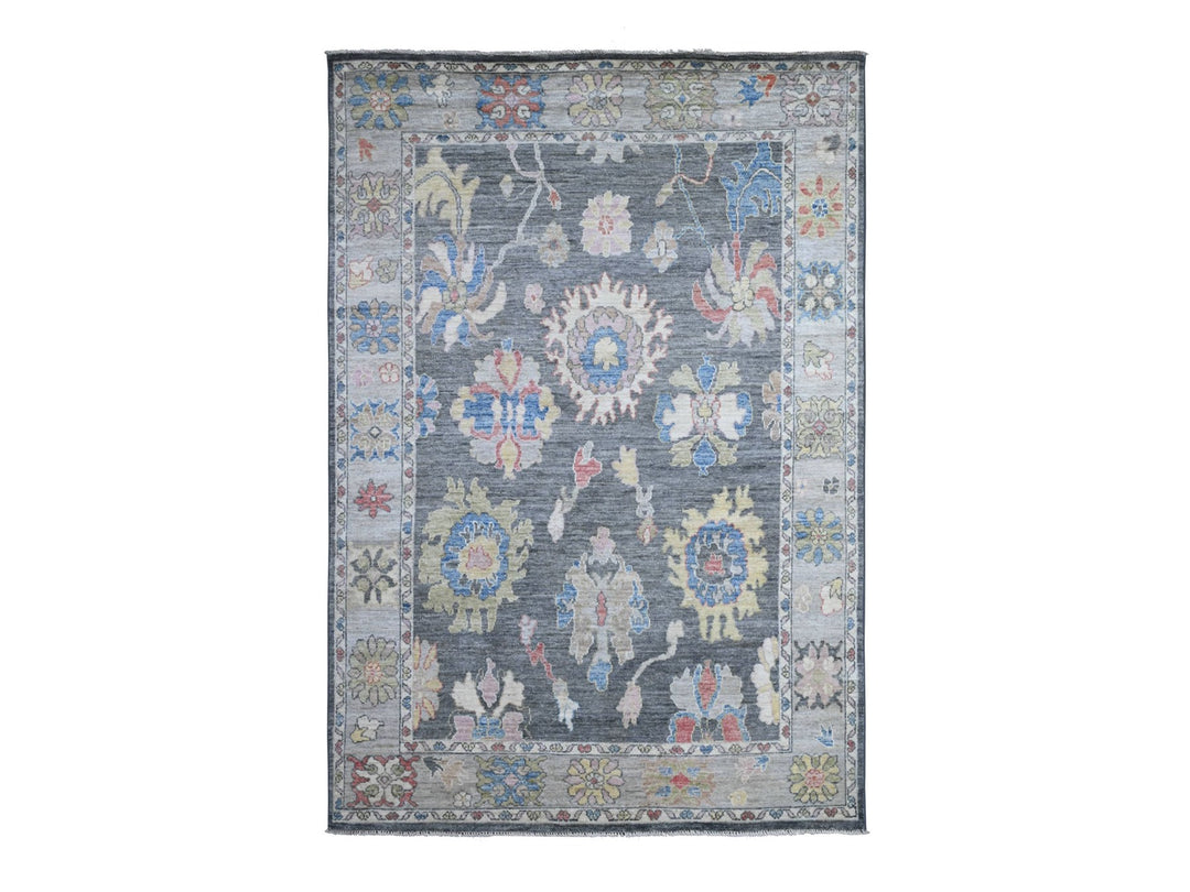 5'11" x 8'8" New Hand Knotted Grey Wool Rectangle Oriental Rug - MOA10289124
