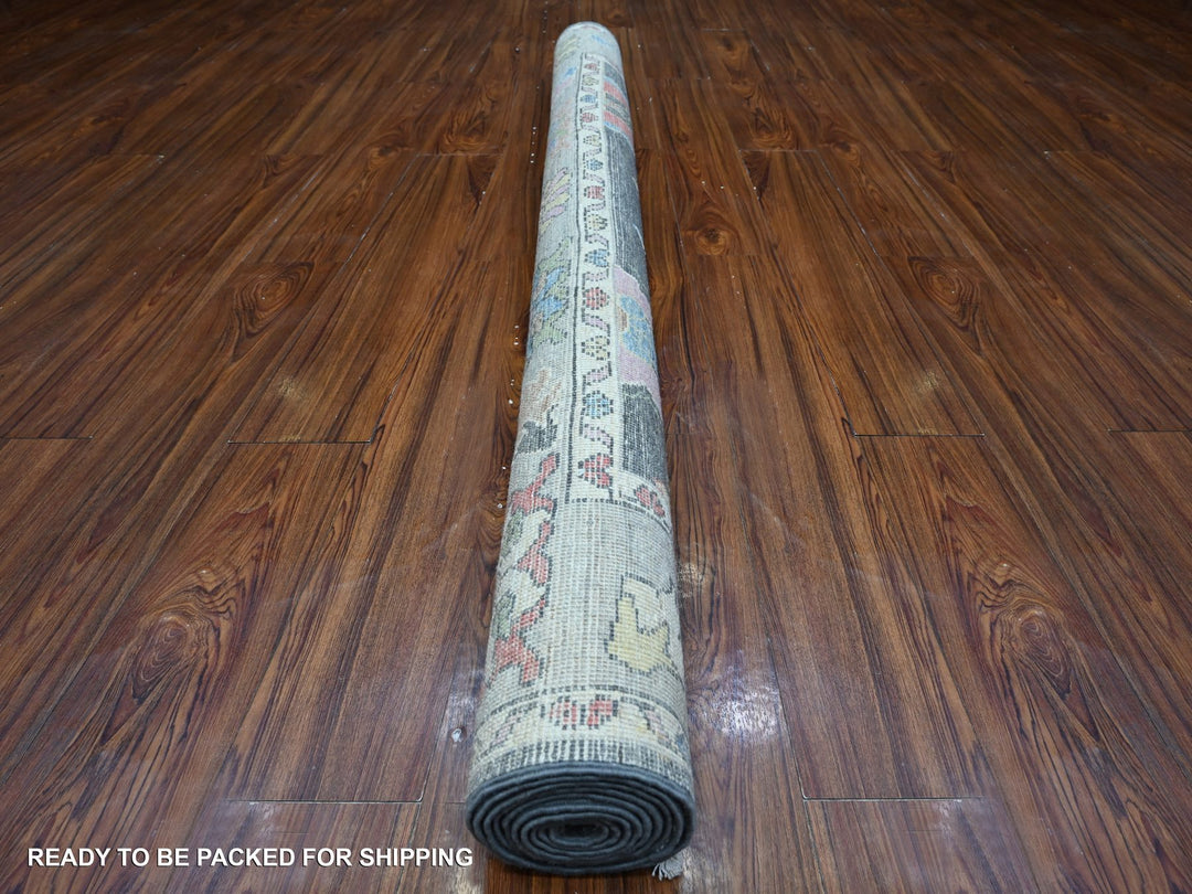 5'11" x 8'8" New Hand Knotted Grey Wool Rectangle Oriental Rug - MOA10289124