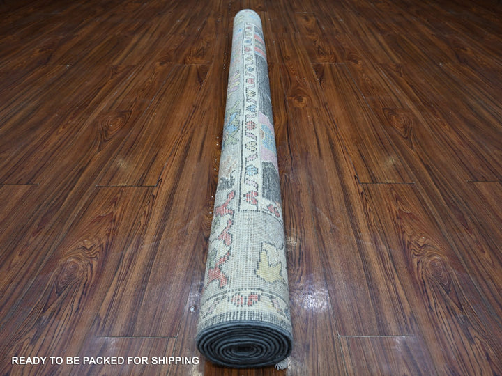 5'11" x 8'8" New Hand Knotted Grey Wool Rectangle Oriental Rug - MOA10289124