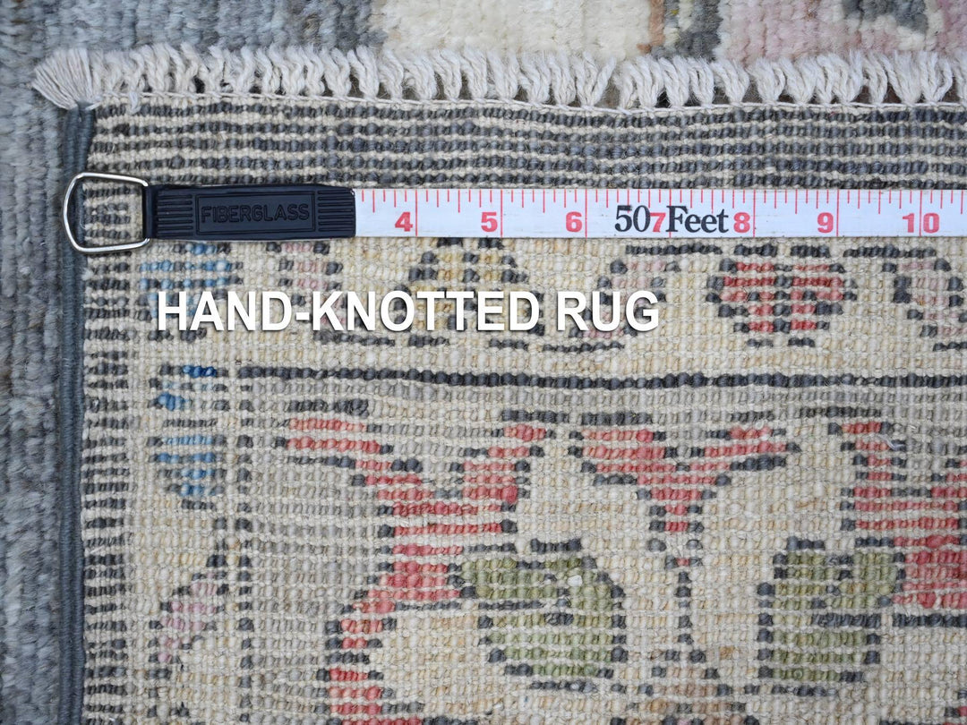 5'11" x 8'8" New Hand Knotted Grey Wool Rectangle Oriental Rug - MOA10289124