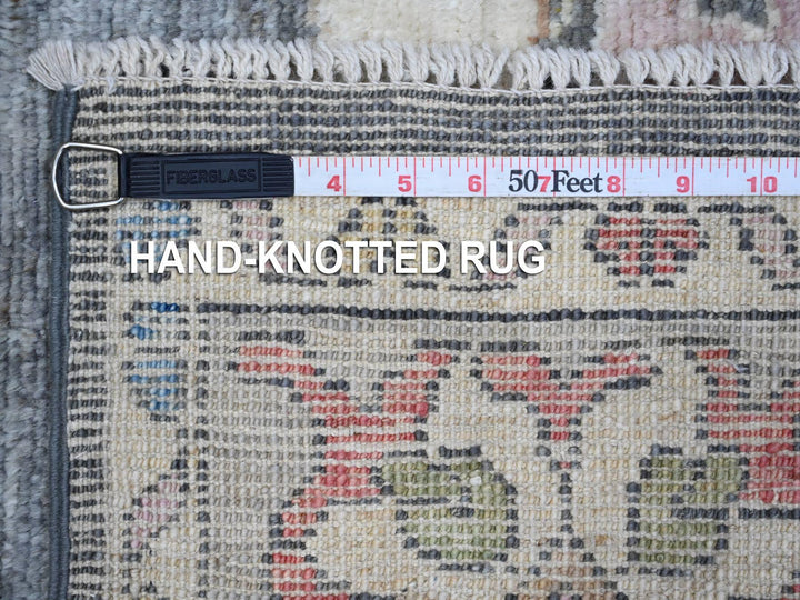 5'11" x 8'8" New Hand Knotted Grey Wool Rectangle Oriental Rug - MOA10289124