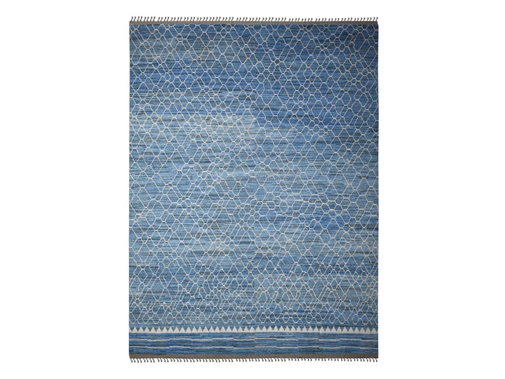 12'0" x 16'1" New Hand Knotted Blue Wool Rectangle Oriental Rug - MOA10289135