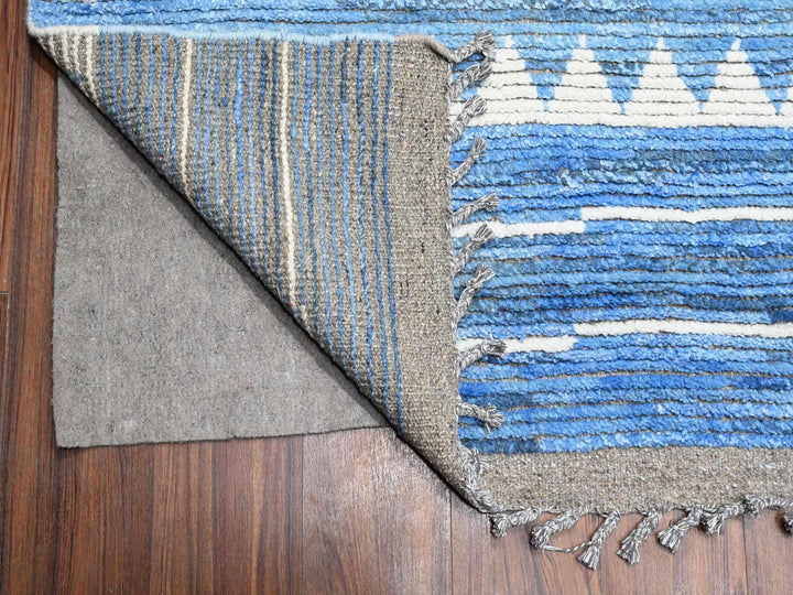 12'0" x 16'1" New Hand Knotted Blue Wool Rectangle Oriental Rug - MOA10289135