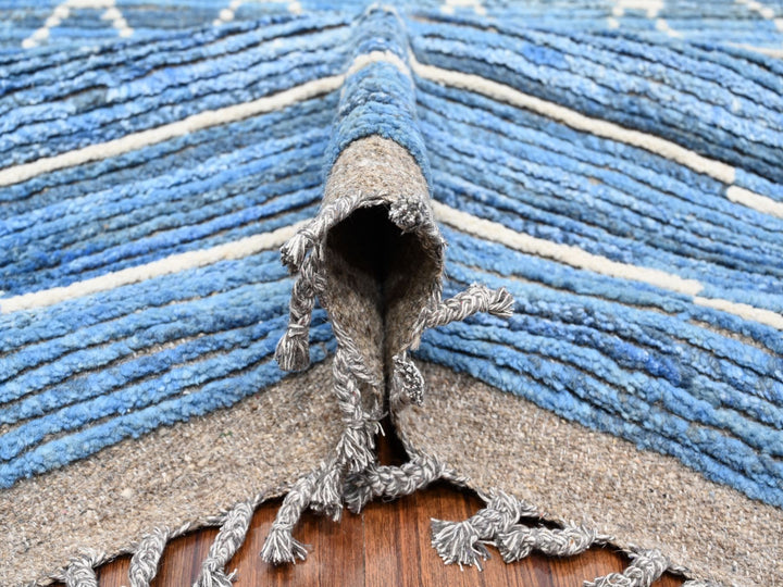 12'0" x 16'1" New Hand Knotted Blue Wool Rectangle Oriental Rug - MOA10289135