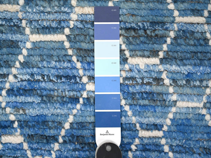 12'0" x 16'1" New Hand Knotted Blue Wool Rectangle Oriental Rug - MOA10289135