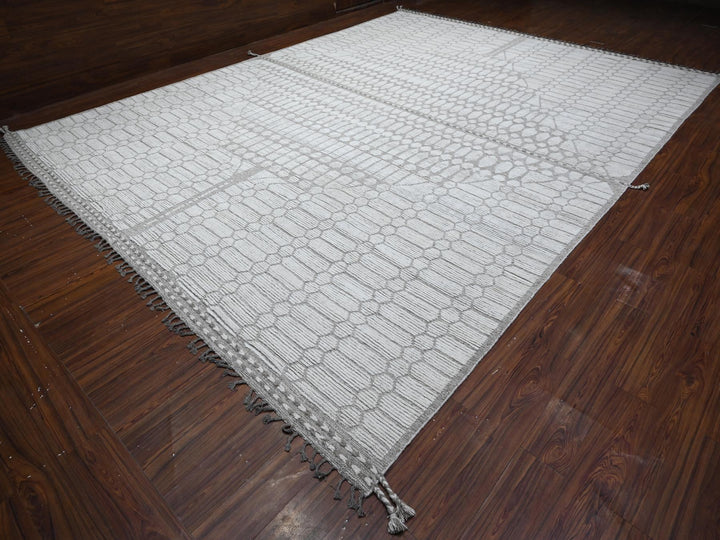 11'9" x 15'8" New Hand Knotted Ivory Wool Rectangle Oriental Rug - MOA10289136