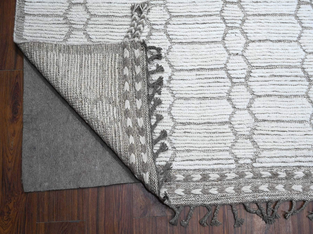 11'9" x 15'8" New Hand Knotted Ivory Wool Rectangle Oriental Rug - MOA10289136