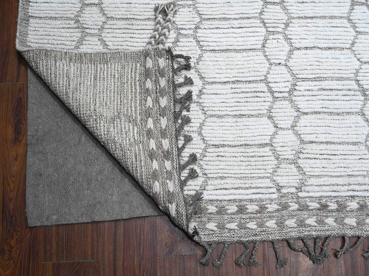 11'9" x 15'8" New Hand Knotted Ivory Wool Rectangle Oriental Rug - MOA10289136