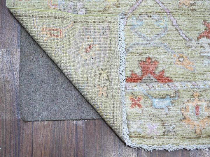 2'10" x 11'8" New Hand Knotted Green Wool Runner Oriental Rug - MOA10289139
