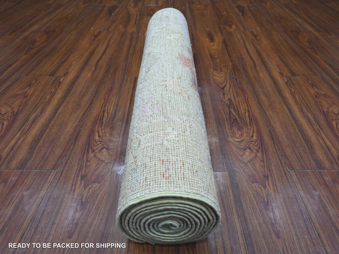 2'10" x 11'8" New Hand Knotted Green Wool Runner Oriental Rug - MOA10289139