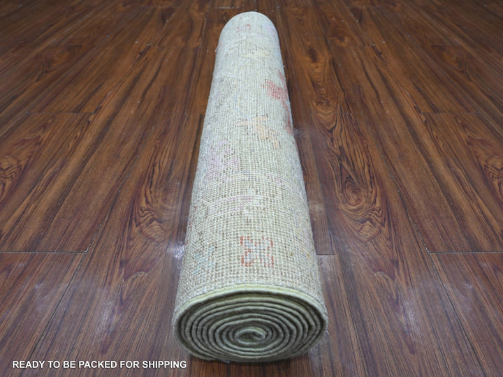 2'10" x 11'8" New Hand Knotted Green Wool Runner Oriental Rug - MOA10289139