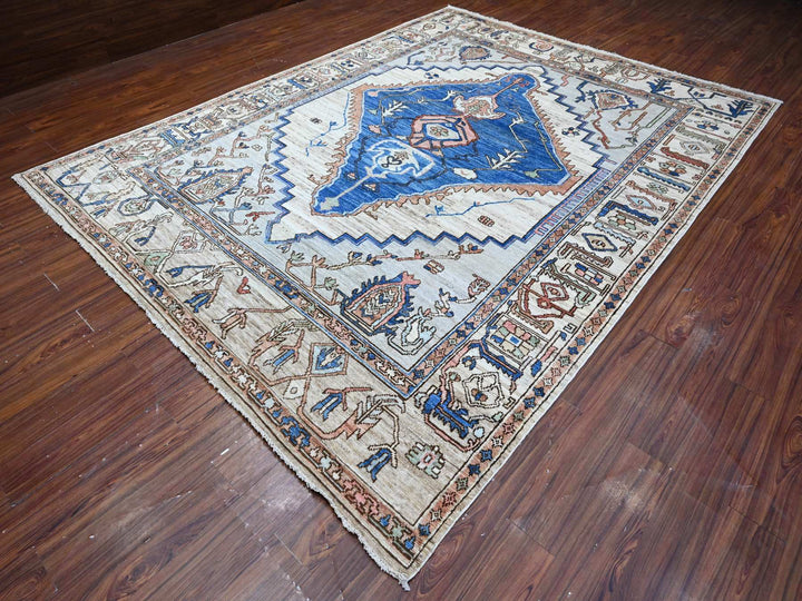 8'10" x 11'9" New Hand Knotted Grey Wool Rectangle Oriental Rug - MOA10289151