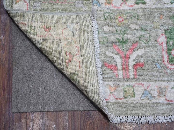 7'8" x 9'10" New Hand Knotted Green Wool Rectangle Oriental Rug - MOA10289155