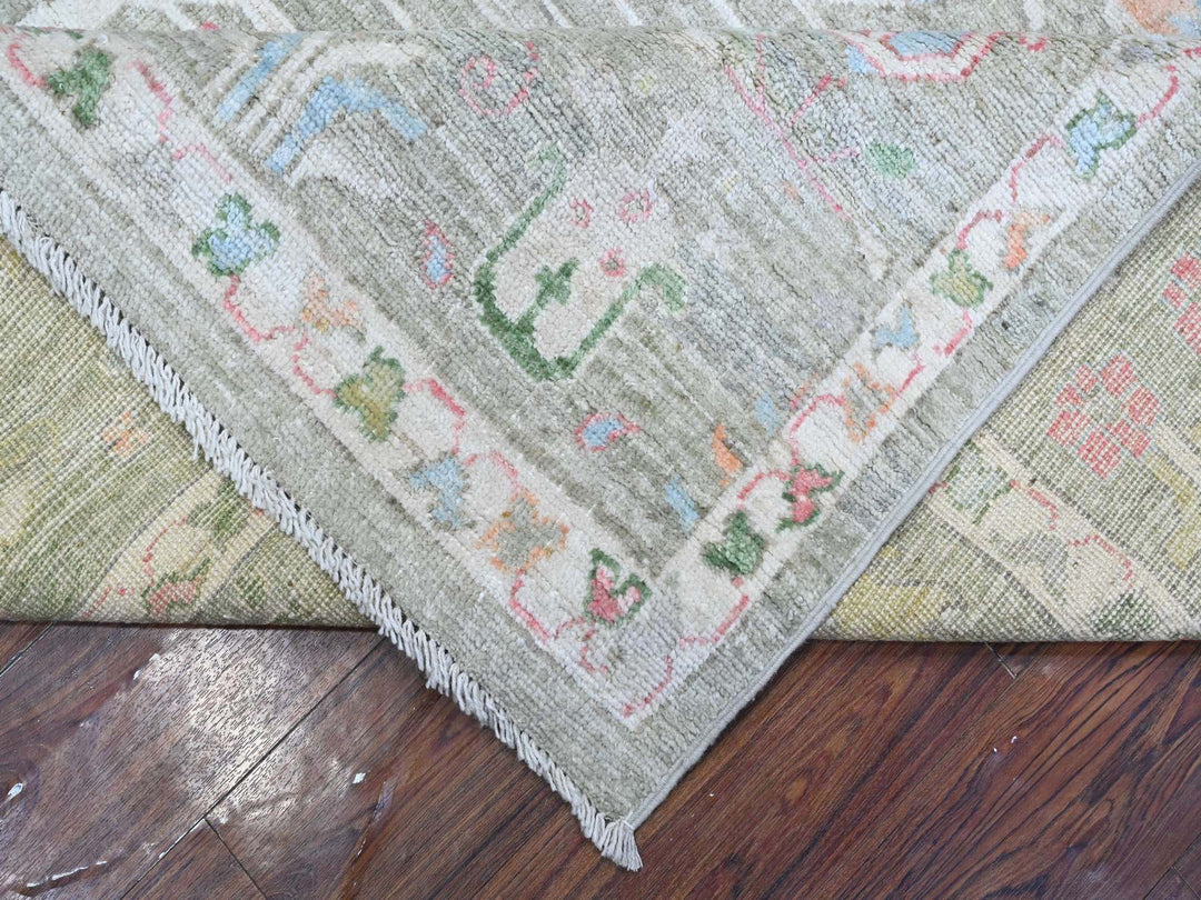 7'8" x 9'10" New Hand Knotted Green Wool Rectangle Oriental Rug - MOA10289155