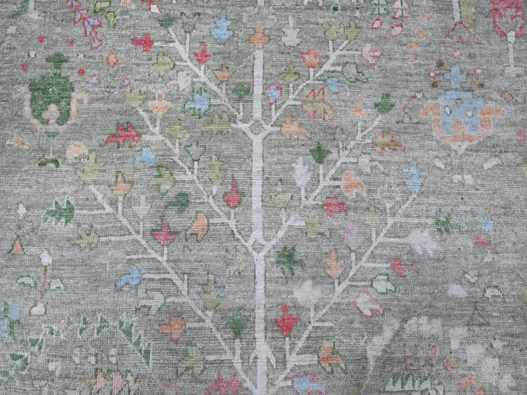 7'8" x 9'10" New Hand Knotted Green Wool Rectangle Oriental Rug - MOA10289155