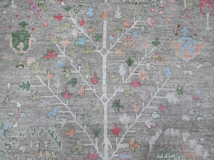 7'8" x 9'10" New Hand Knotted Green Wool Rectangle Oriental Rug - MOA10289155