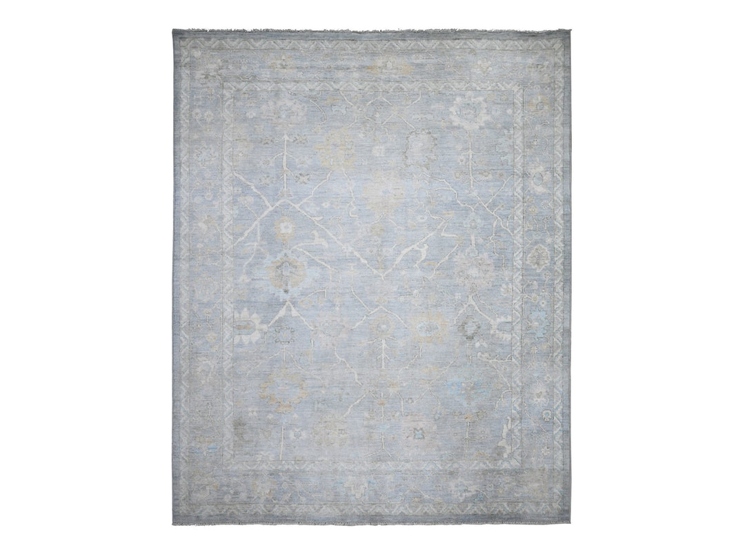 8'1" x 9'11" New Hand Knotted Grey Wool Rectangle Oriental Rug - MOA10289156