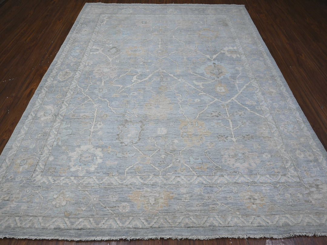 8'1" x 9'11" New Hand Knotted Grey Wool Rectangle Oriental Rug - MOA10289156