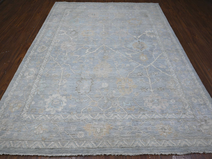 8'1" x 9'11" New Hand Knotted Grey Wool Rectangle Oriental Rug - MOA10289156