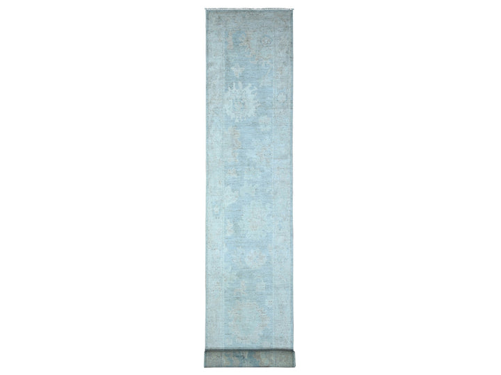 2'9" x 19'6" New Hand Knotted Grey Wool Runner Oriental Rug - MOA10289157