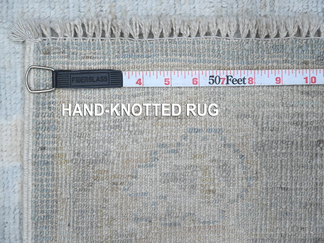 2'9" x 19'6" New Hand Knotted Grey Wool Runner Oriental Rug - MOA10289157