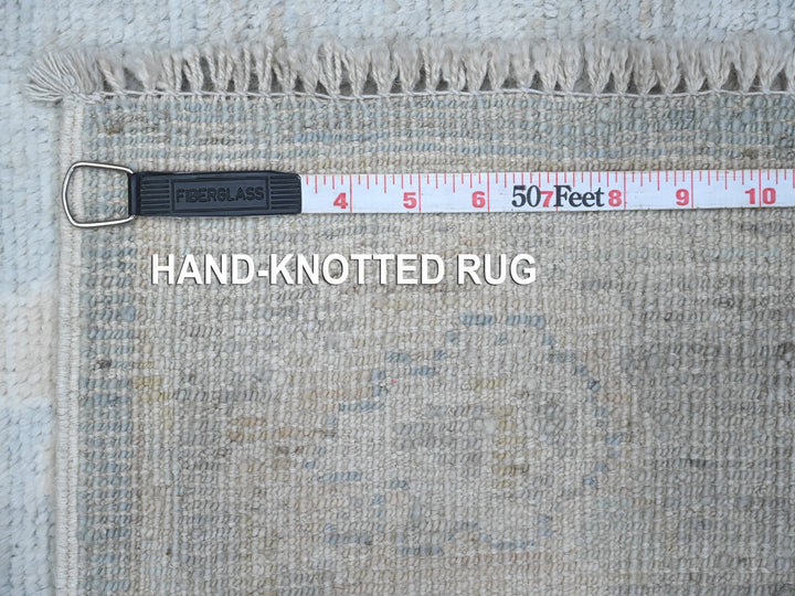 2'9" x 19'6" New Hand Knotted Grey Wool Runner Oriental Rug - MOA10289157