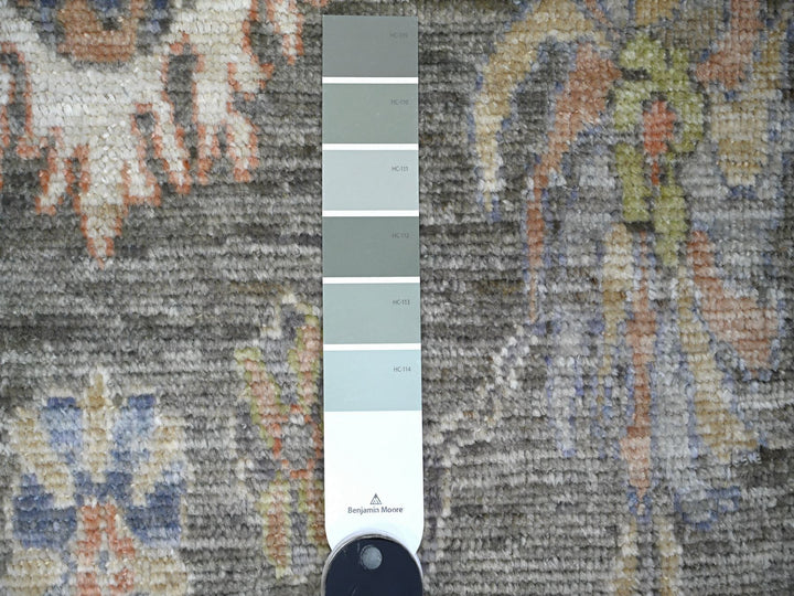 2'7" x 6'1" New Hand Knotted Grey Wool Runner Oriental Rug - MOA10289159