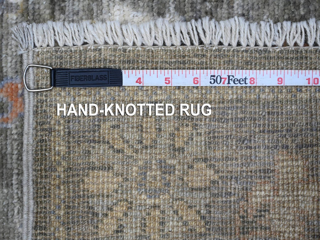 2'7" x 6'1" New Hand Knotted Grey Wool Runner Oriental Rug - MOA10289159