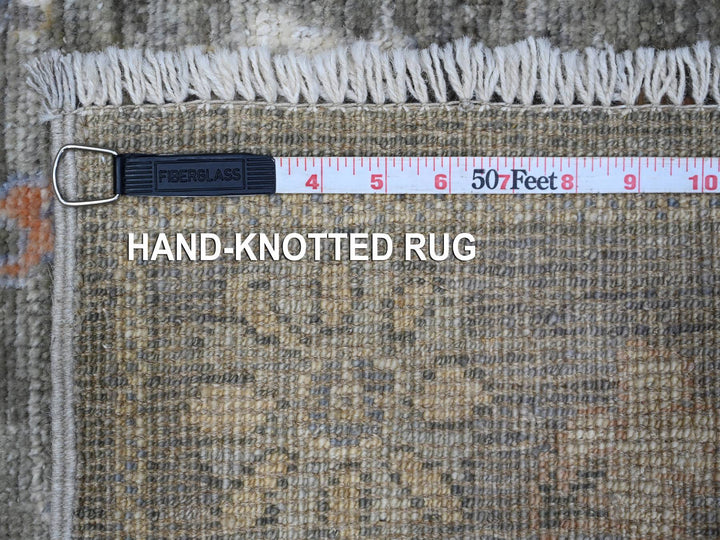 2'7" x 6'1" New Hand Knotted Grey Wool Runner Oriental Rug - MOA10289159