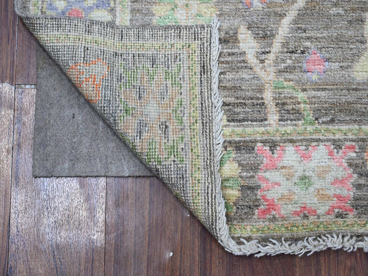 2'10" x 10'7" New Hand Knotted Grey Wool Runner Oriental Rug - MOA10289161
