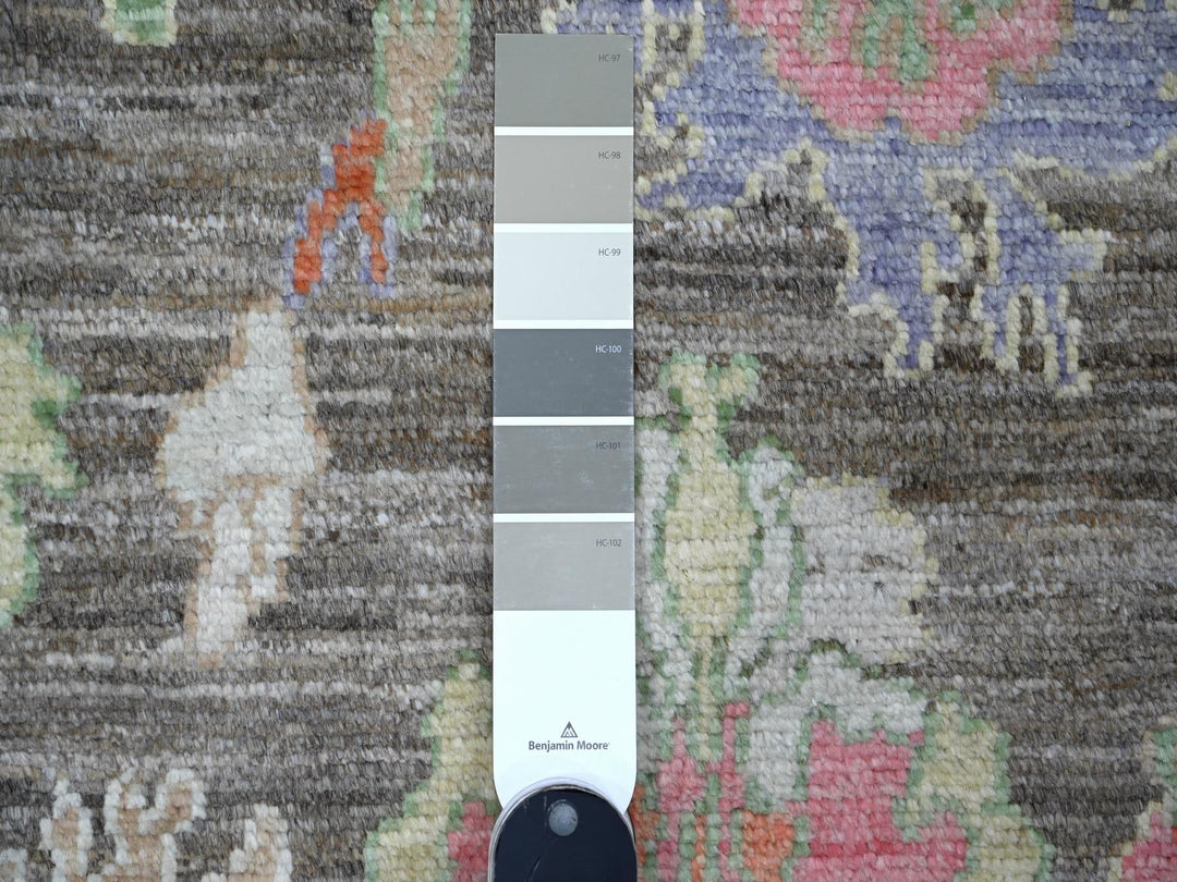 2'10" x 10'7" New Hand Knotted Grey Wool Runner Oriental Rug - MOA10289161