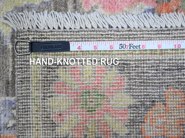 2'10" x 10'7" New Hand Knotted Grey Wool Runner Oriental Rug - MOA10289161