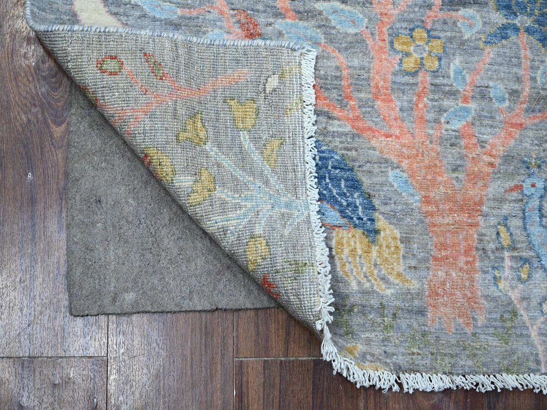 2'6" x 5'10" New Hand Knotted Grey Wool Runner Oriental Rug - MOA10289162