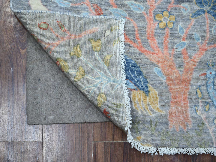 2'6" x 5'10" New Hand Knotted Grey Wool Runner Oriental Rug - MOA10289162
