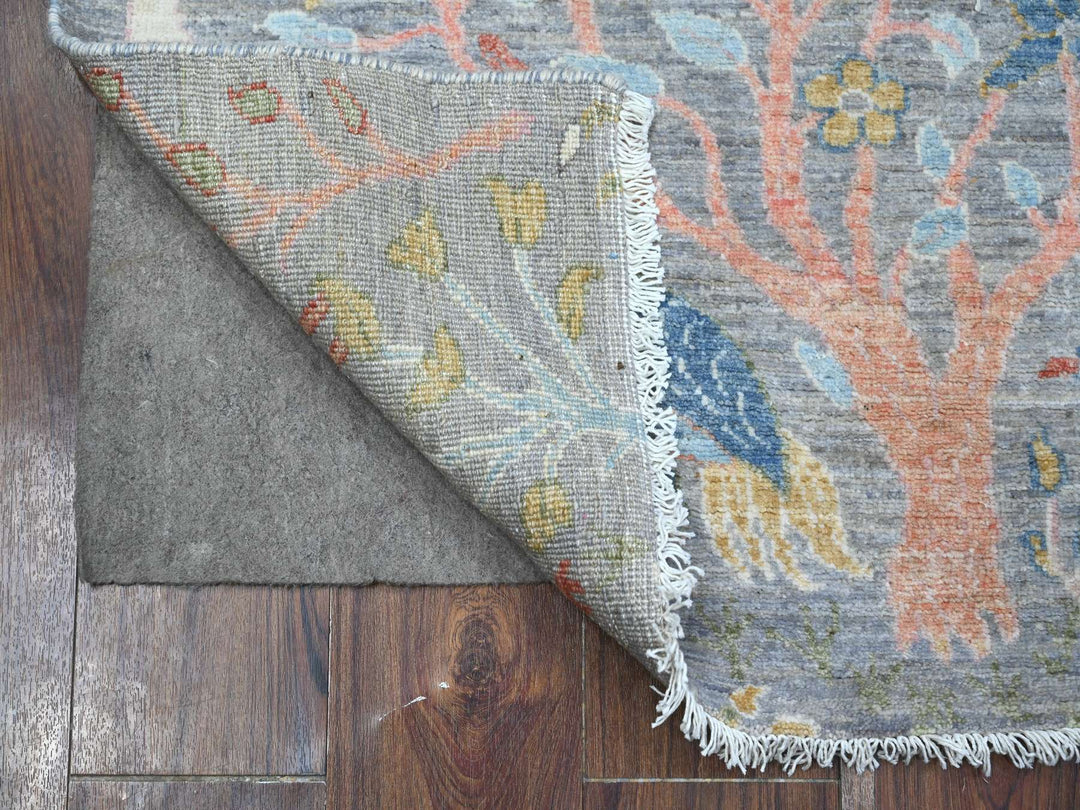 2'6" x 5'9" New Hand Knotted Grey Wool Runner Oriental Rug - MOA10289165