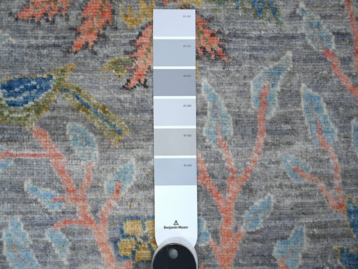 2'6" x 5'9" New Hand Knotted Grey Wool Runner Oriental Rug - MOA10289165