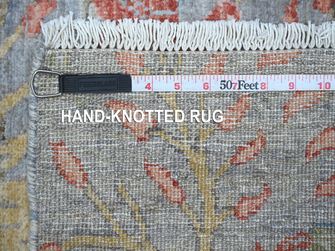 2'6" x 5'9" New Hand Knotted Grey Wool Runner Oriental Rug - MOA10289165