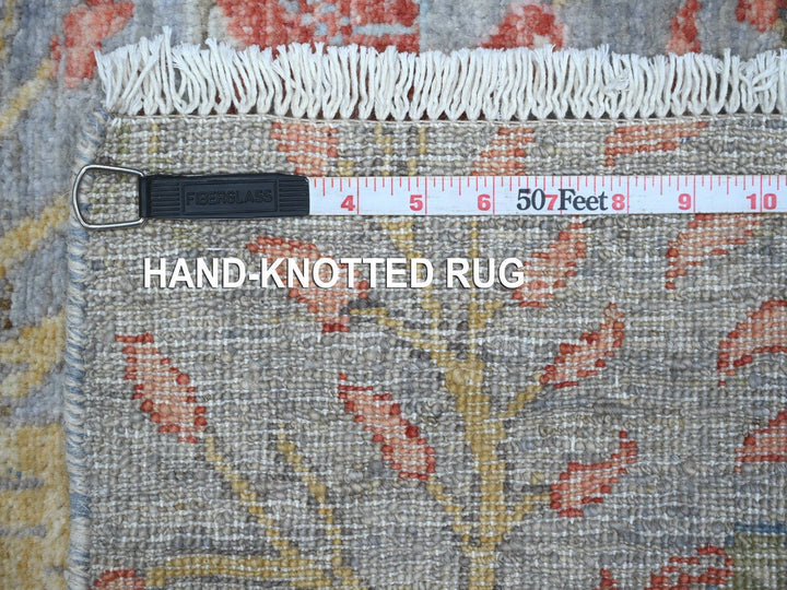2'6" x 5'9" New Hand Knotted Grey Wool Runner Oriental Rug - MOA10289165
