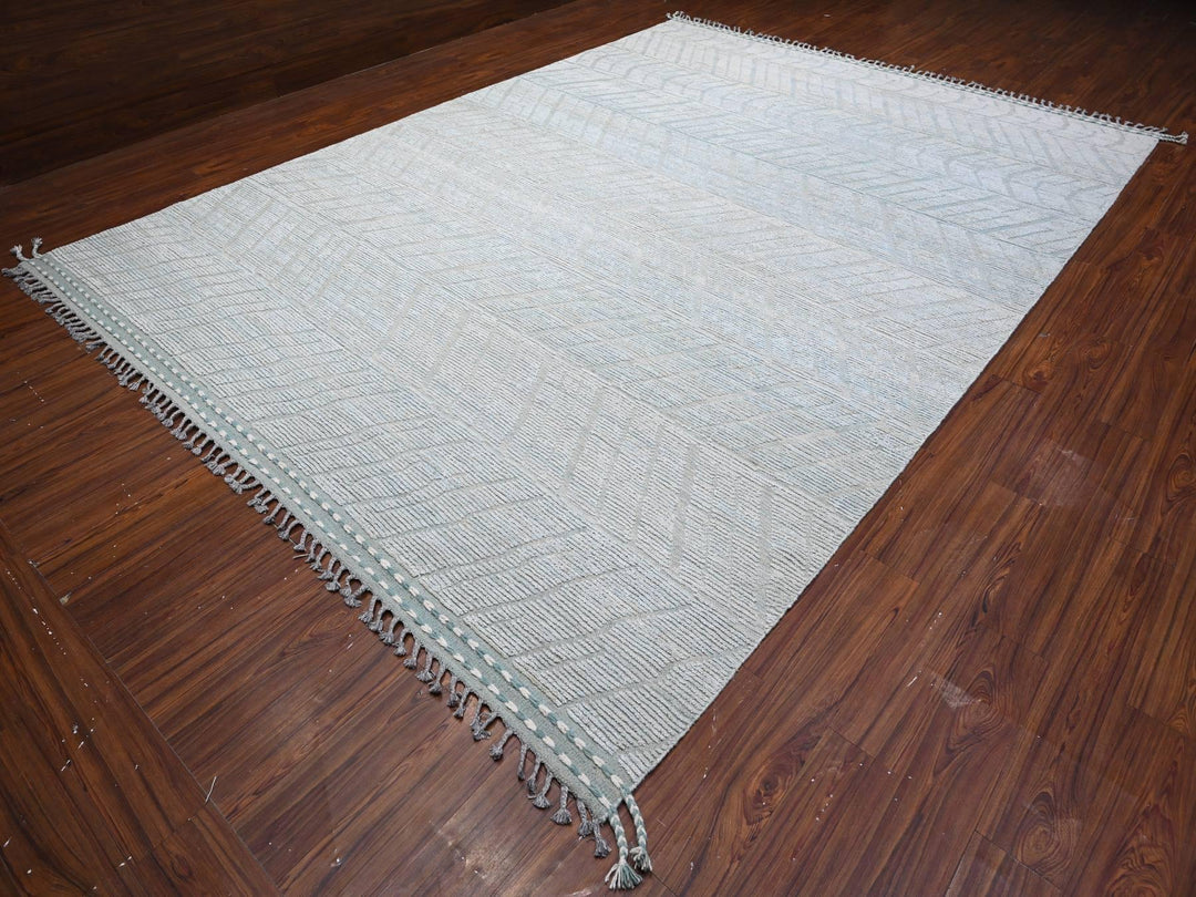 9'11" x 13'11" New Hand Knotted Blue Wool Rectangle Oriental Rug - MOA10289168