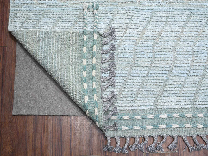 9'11" x 13'11" New Hand Knotted Blue Wool Rectangle Oriental Rug - MOA10289168