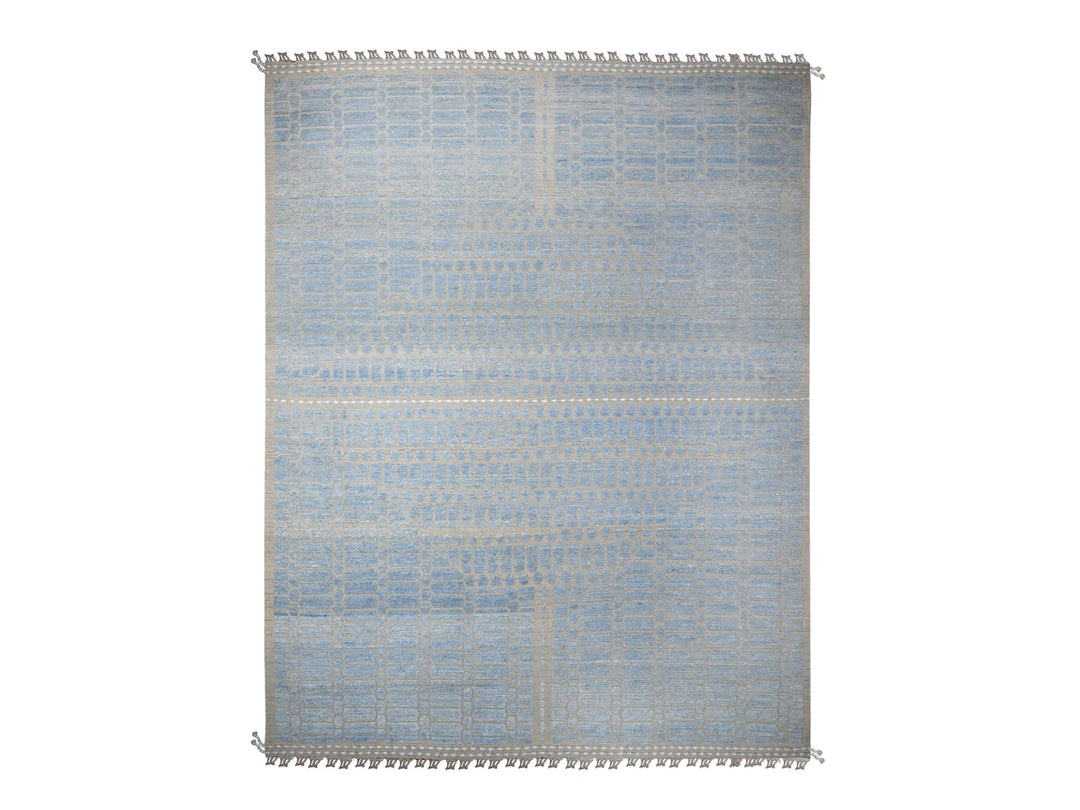 11'9" x 15'1" New Hand Knotted Blue Wool Rectangle Oriental Rug - MOA10289169