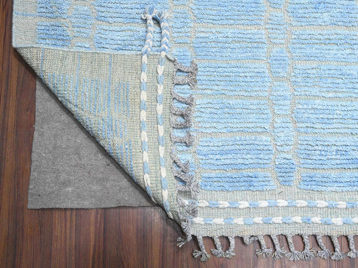 11'9" x 15'1" New Hand Knotted Blue Wool Rectangle Oriental Rug - MOA10289169