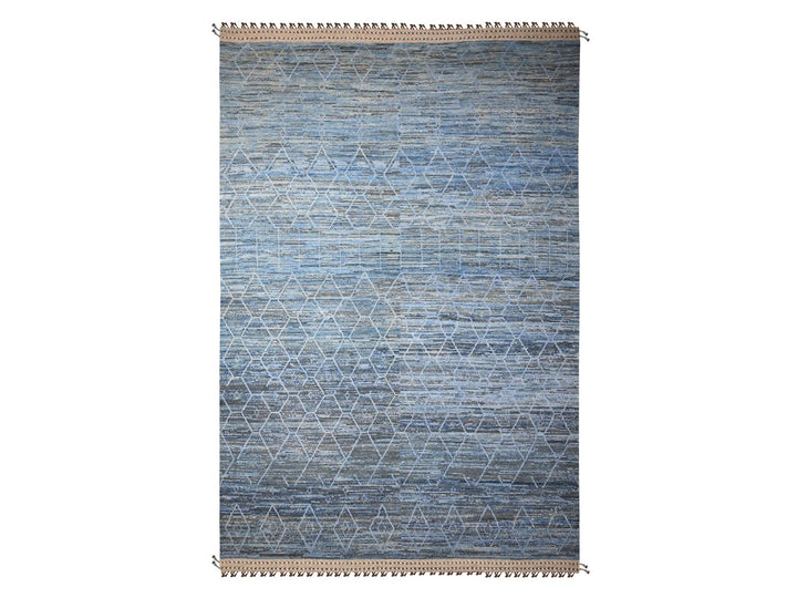 12'0" x 18'5" New Hand Knotted Blue Wool Rectangle Oriental Rug - MOA10289170