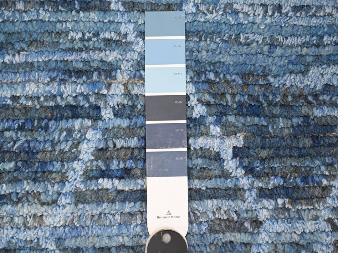 12'0" x 18'5" New Hand Knotted Blue Wool Rectangle Oriental Rug - MOA10289170