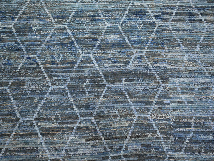 12'0" x 18'5" New Hand Knotted Blue Wool Rectangle Oriental Rug - MOA10289170