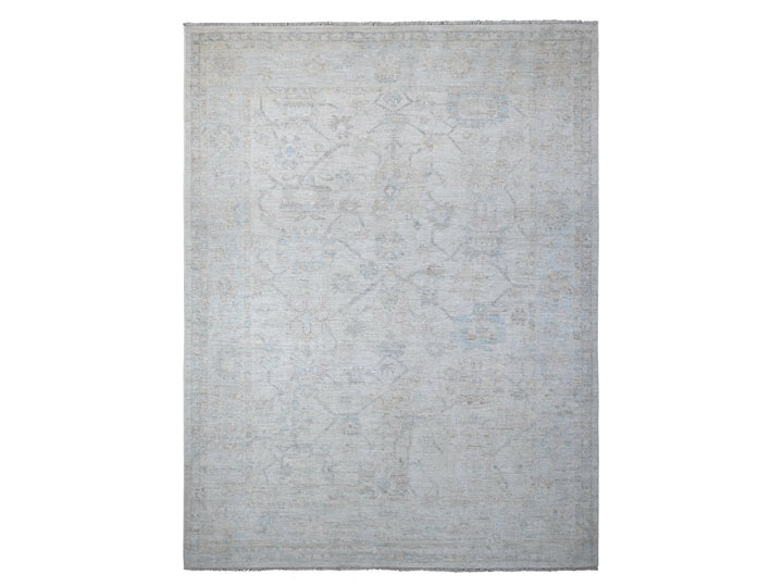 8'11" x 11'8" New Hand Knotted Ivory Wool Rectangle Oriental Rug - MOA10289171