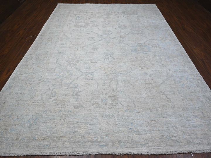 8'11" x 11'8" New Hand Knotted Ivory Wool Rectangle Oriental Rug - MOA10289171