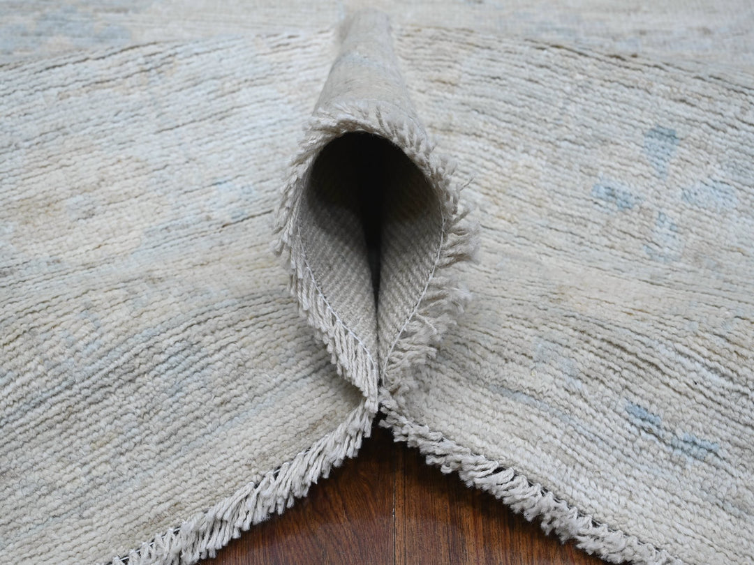 8'11" x 11'8" New Hand Knotted Ivory Wool Rectangle Oriental Rug - MOA10289171